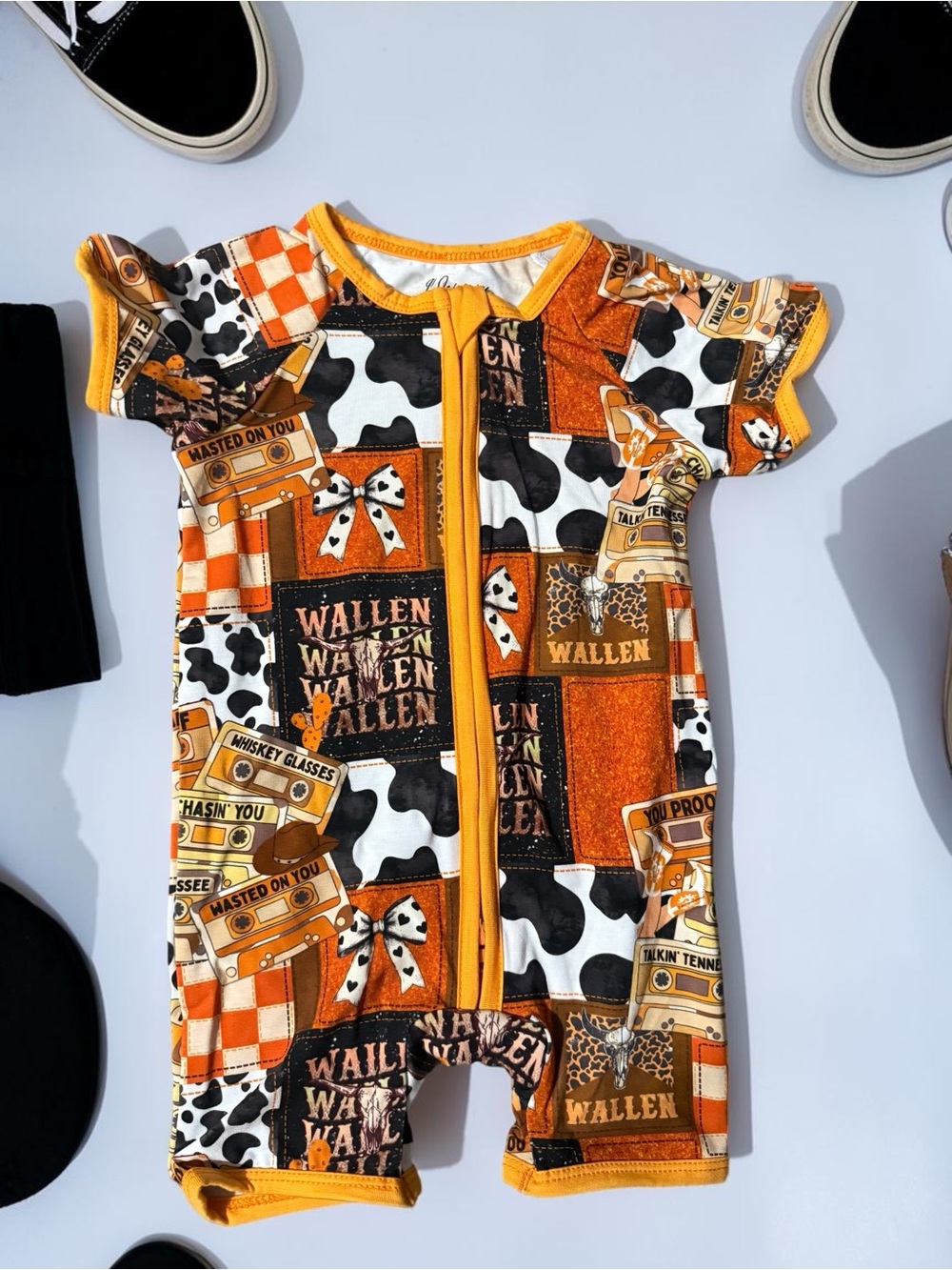 adidas Orange Black White Patchwork Zip Romper